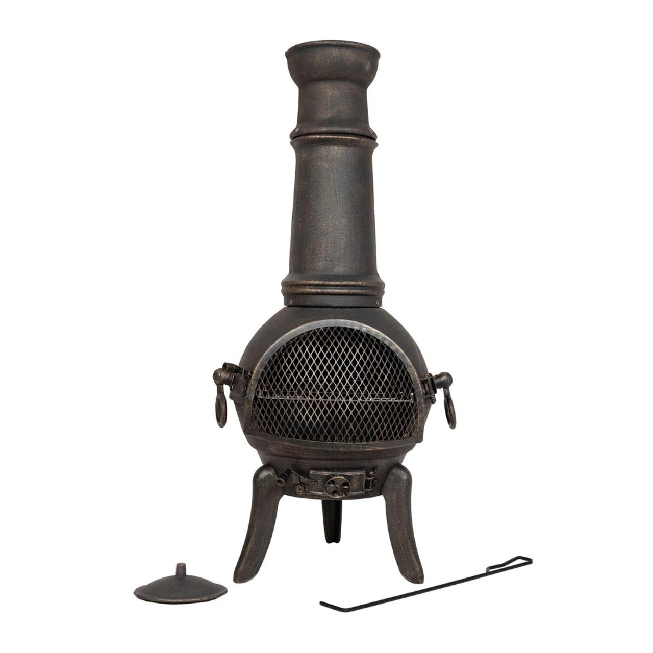 Sierra Cast Iron Chimenea W/Grill XL Bronze 125cm 1 Sierra Cast Iron Chimenea W/Grill XL Bronze 125cm